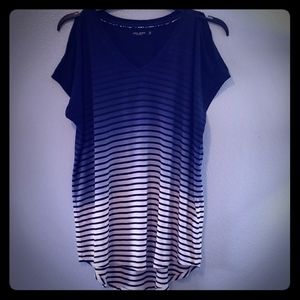 Max Jeans, ombre stripe, peek a boo shoulder tee